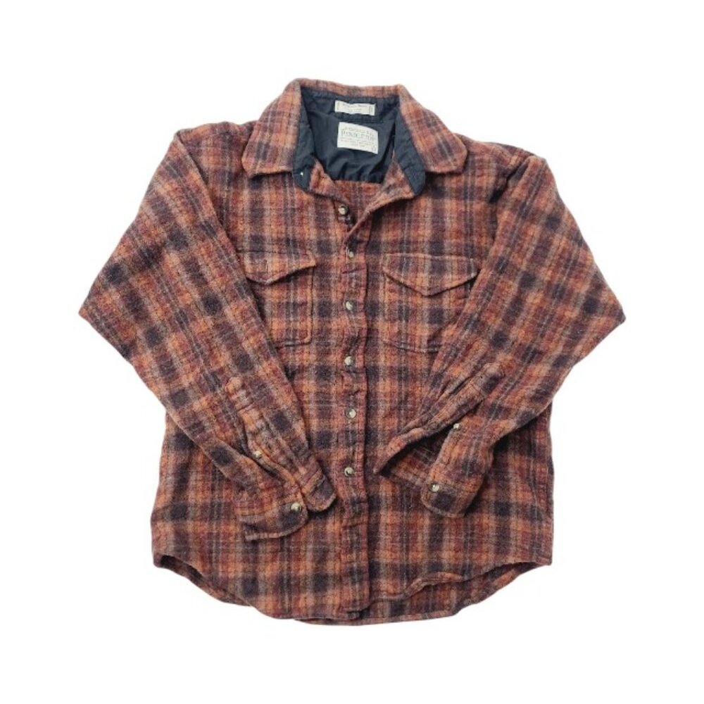 Pendleton Boy's Red Black Plaid Wool Long Sleeve Button-Front Shirt Size L